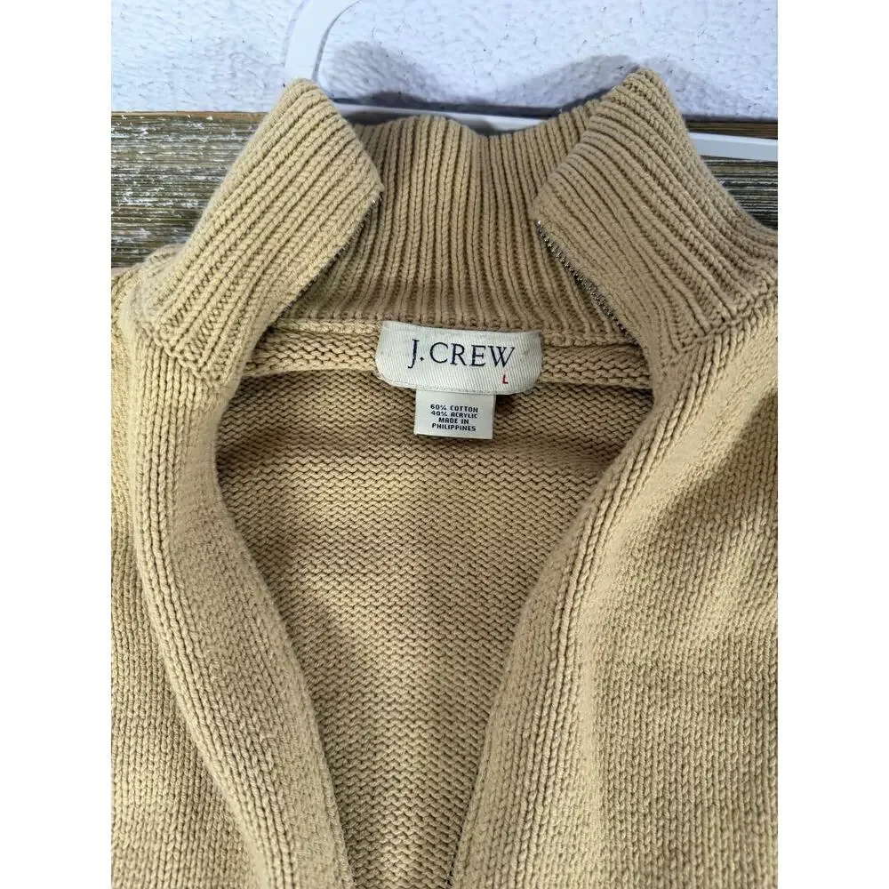 J Crew‎ Camel Zip Sweater Mens Old Money Quiet Luxury Large Preppy Minimal Y2K